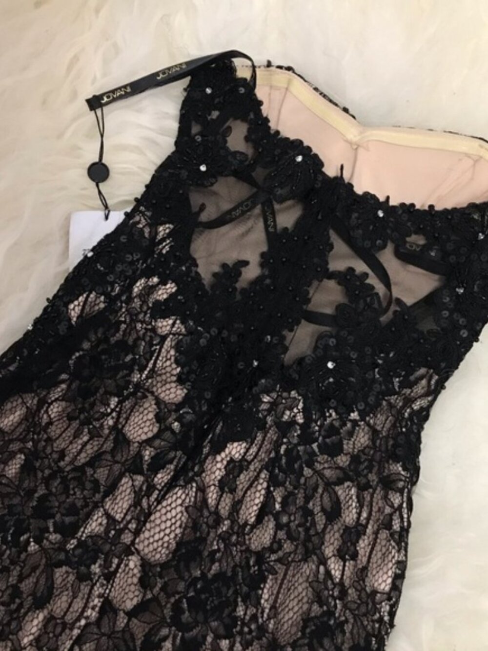 JVN BY JOVANI LACE STRAPLESS SEMI-FORMAL DRESS - Picture 6 of 8